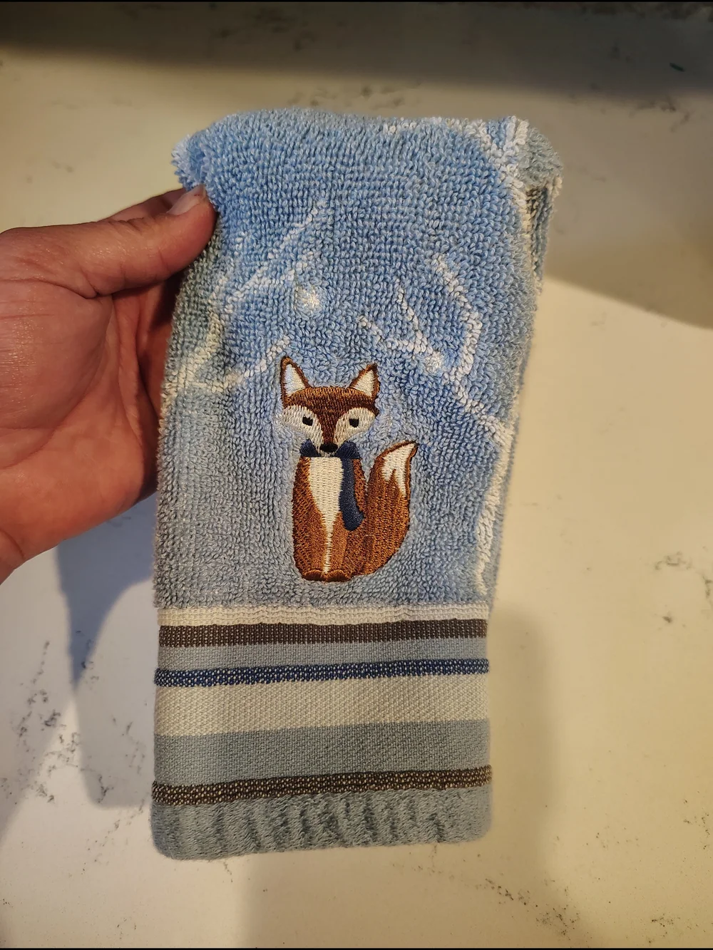 Kids Blue Fox Hand Towel - Plush Kids Accessories
